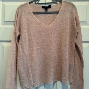 Forever 21 Soft Pink Open Weave Lightweight V-Neck Sweater
